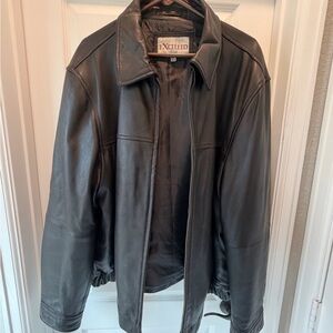 Excelled Men's Black Leather Bomber Jacket